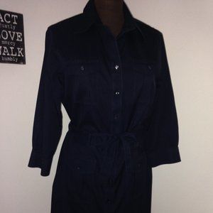 BROOKS BROTHERS CLASSIC NAVY BLUE SHIRT DRESS 14